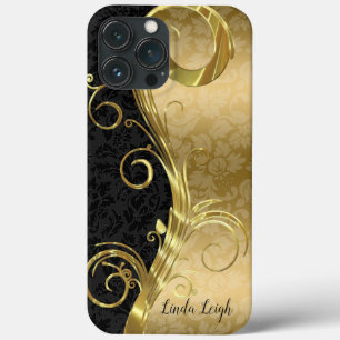 Black & Gold Damask iPhone 13 Pro Max Case