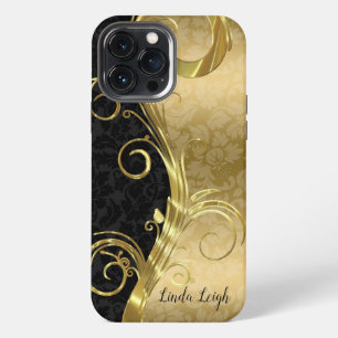 Black & Gold Damask iPhone 13 Pro Max Case