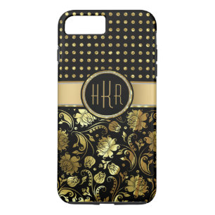 Black & Gold Damask & PolkaDot Combination iPhone 8 Plus/7 Plus Case