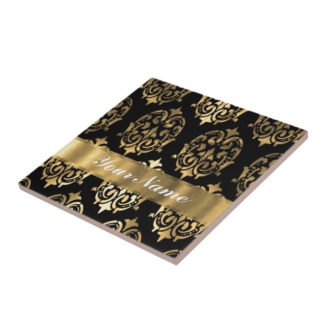 Black & gold damask tile (Side)