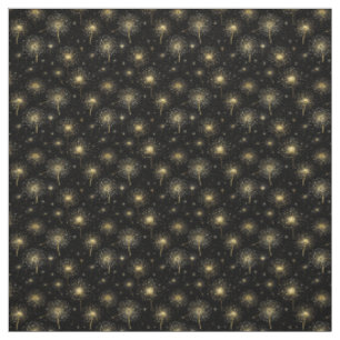Black Gold Dandelion Sparkle Luxury Elegance Fabric