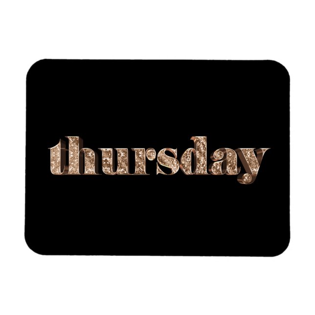 Black Gold Days of The Week Thursday Typography Magnet (Horizontal)
