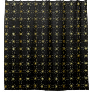 Black Gold Deco Abstract Geometric Pattern Luxury Shower Curtain