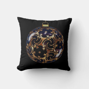 Black Gold Decorative Glitter Ball Merry Christmas Cushion