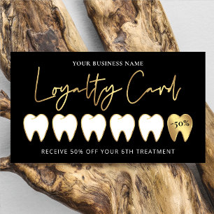 Black & Gold Dentist Logo Lux Modern Orthodontist Loyalty Card