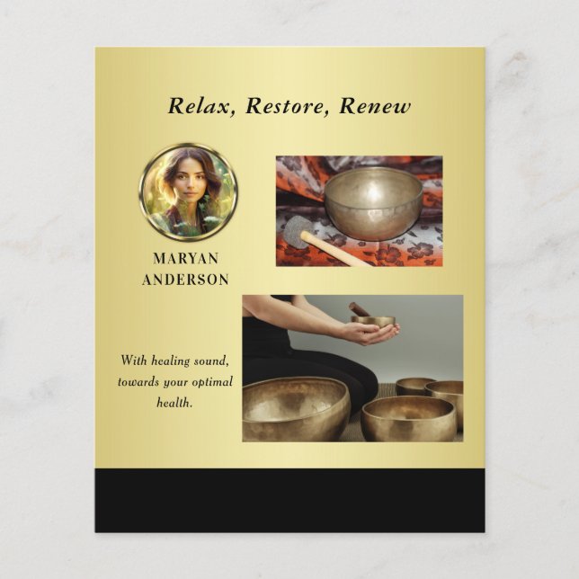 Black & gold design, Logo or Photo in gold circle, Flyer (Front)