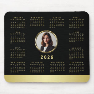 Black & gold design, Logo or Photo in gold circle, Mouse Pad