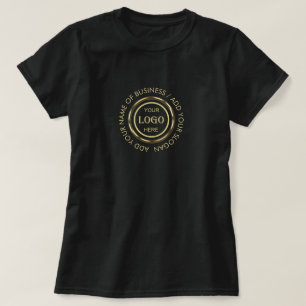 Black & gold design, Logo or Photo in gold circle, T-Shirt