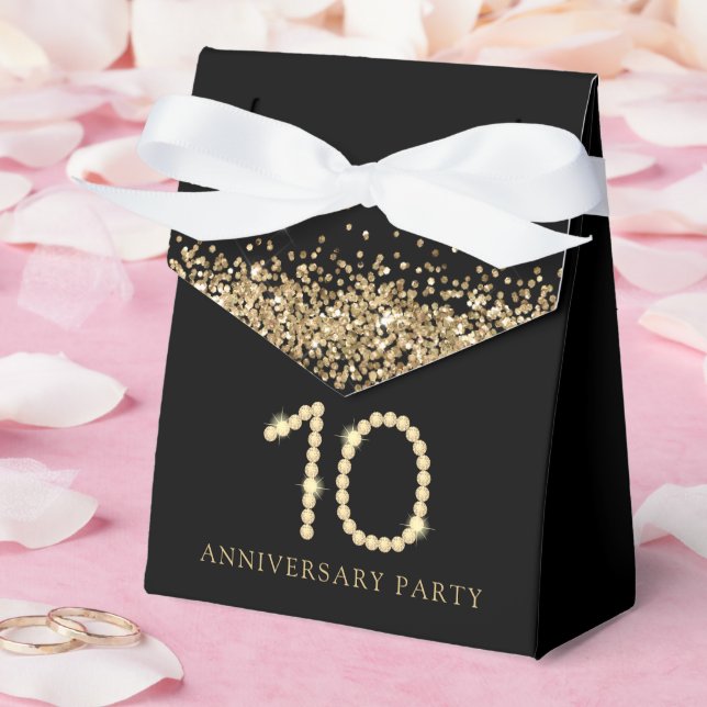 Black & Gold Diamond 10th Anniversary gift Favour Box (Wedding)