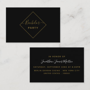 Black & Gold Diamond Bachelor Party Invitation