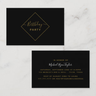 Black & Gold Diamond Birthday Party Invitation