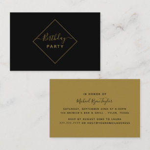 Black & Gold Diamond Birthday Party Invitation