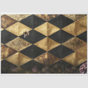 Black & Gold Diamond Checkers Pattern  Tissue Paper