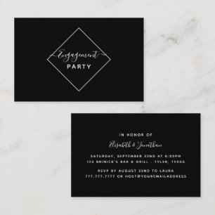 Black & Gold Diamond Engagement Party Invitation