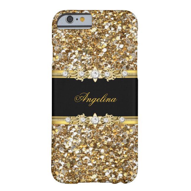 Black Gold Diamond Jewel Glitter Case-Mate iPhone Case (Back)