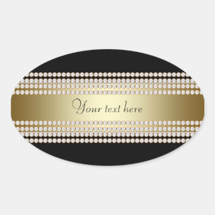 Black Gold Diamond Oval Sticker