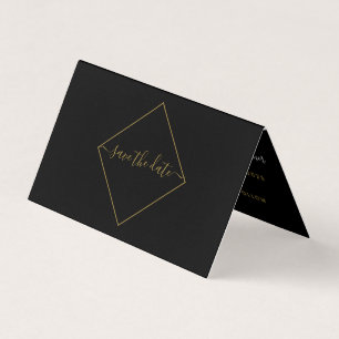 Black & Gold Diamond Photo Save The Date Card