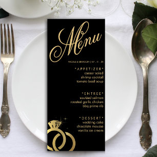 Black & Gold Diamond Ring Wedding Reception Menu
