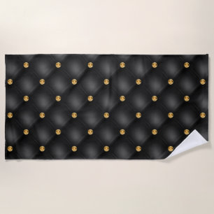 Black Gold Diamond Tufted Beach Towel