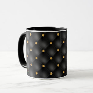 Black Gold Diamond Tufted Mug Elegant Design
