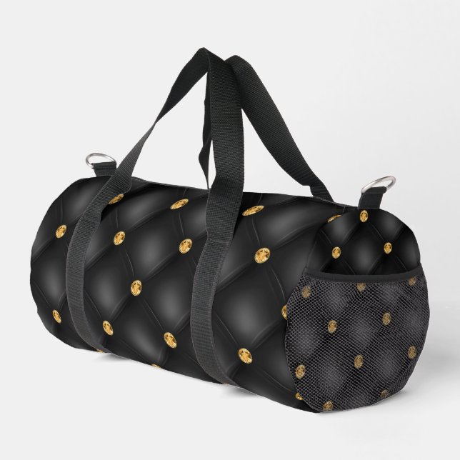 Black Gold Diamonds Tufted Duffle Bag (Right Corner)
