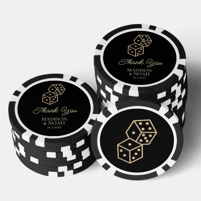 Black & Gold Dice Casino Wedding Favour Poker Chip (Stack)