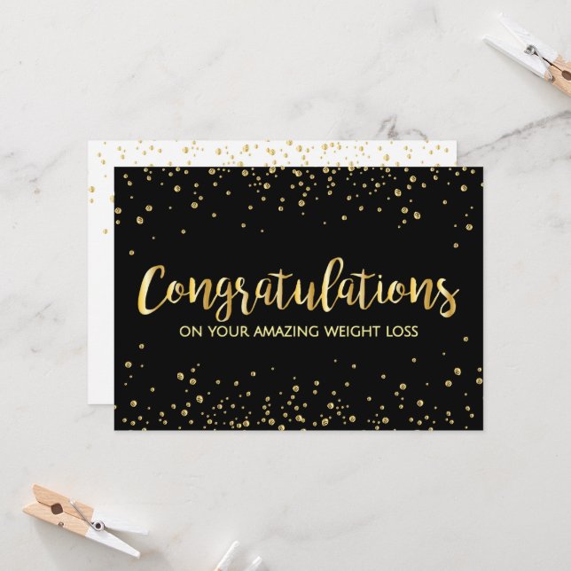 Black Gold Diet Slim Weight Loss Congratulations Card (Front/Back In Situ)