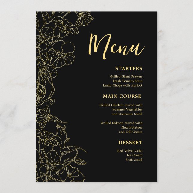 Black Gold Dinner Menu (Front)