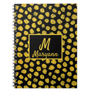 Black Gold Dots Glamourous Name & Monogram Notebook