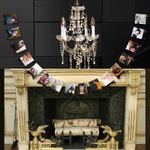 Black Gold Dots Photo Graduation Anniversary Party Bunting