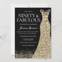 Black Gold Dress Ninety & Fabulous 90th Birthday