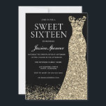 Black Gold Dress Sweet 16 Birthday Party Invitation<br><div class="desc">Black Gold Dress Sweet 16 Birthday Party Invitation
Variations to the invitation and matching items in our store</div>