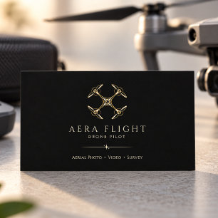 Black Gold Drone Pilot Business Card