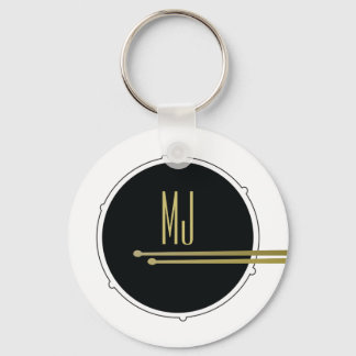 Black Gold Drummer Monogram Key Ring