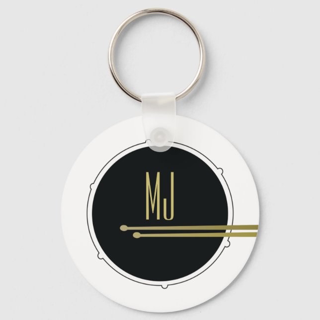 Black Gold Drummer Monogram Key Ring (Front)