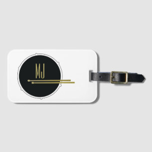 Black Gold Drummer Monogram Luggage Tag