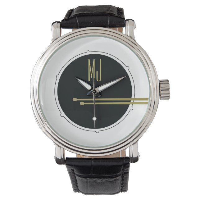 Black Gold Drummer Watch Gift for Him (Front)