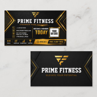 Black & Gold Editable Fitness Club Card Design