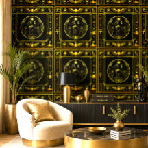 Black Gold Egyptian Cat Symbol Pattern Luxury