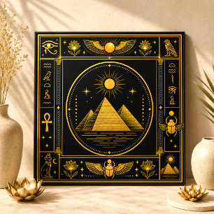 Black Gold Egyptian Pyramid Luxury Decor Art Ceramic Tile