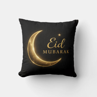 Black & Gold Eid Mubarak Decorative Pillow – Ramad