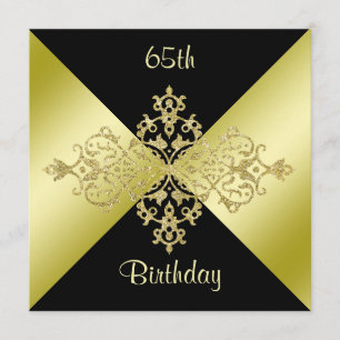 Black & Gold Elegance 65th Birthday Invitation