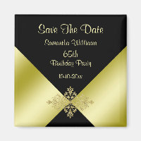 Black & Gold Elegance 65th Birthday Save The Date