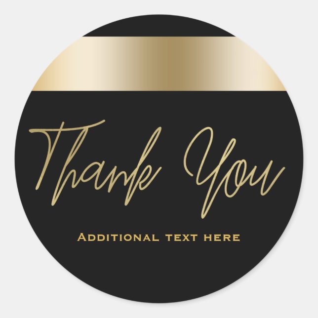 Black & Gold Elegant Chic Dinner Party Favour Classic Round Sticker (Front)