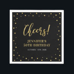 Black & Gold Elegant Classic Adult Birthday Party Napkin<br><div class="desc">This chic personalised napkin will add stylish detail to your special day. Matching birthday party invitations and stationeries are available in my shop. BaraBomDesign.</div>