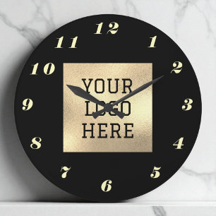 Black Gold Elegant Classic Business Logo Large Clock