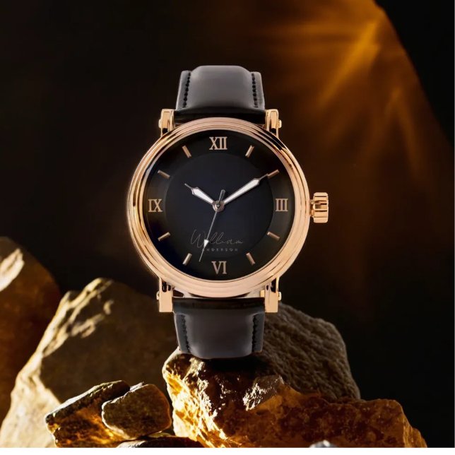 Black Gold Elegant Classic Monogrammed Watch (Creator Uploaded)