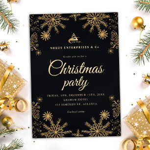 Black Gold Elegant Corporate Christmas Party Invitation