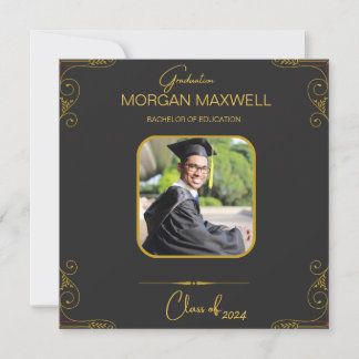 Black Gold Elegant Graduation Invitation