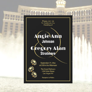 Black Gold Elegant Las Vegas Destination Wedding   Invitation